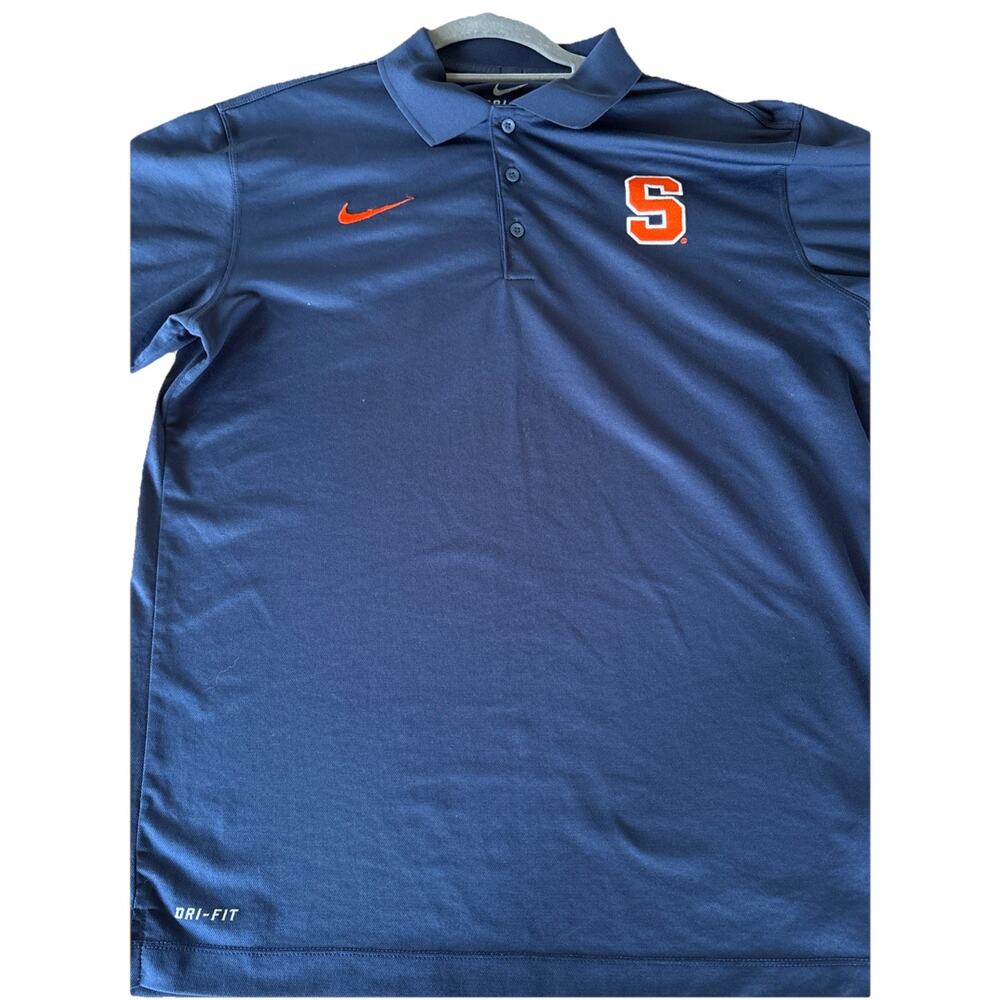 Syracuse Orange Shirt Men Medium Navy Nike Dri-FIT Elite Polo Golf Short Sleeve